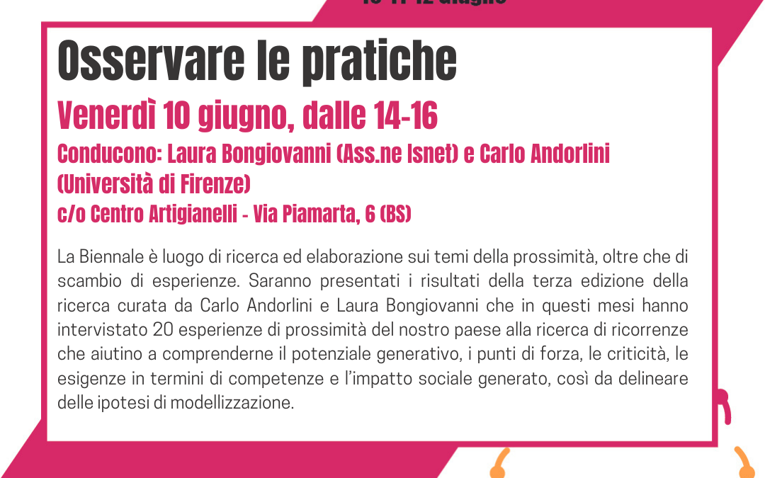 Venerdi 10 giugno: le pratiche di prossimità!