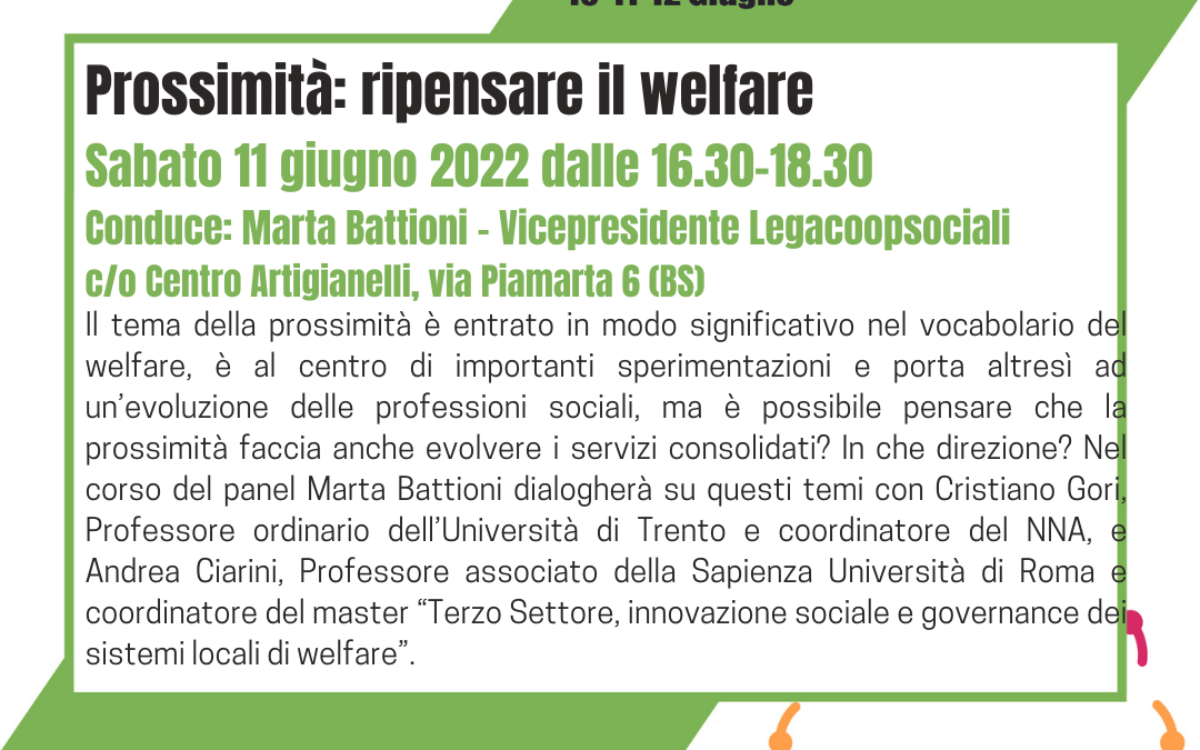 Sabato 11 giugno: welfare e prossimità!